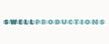 Teal “SWELL PRODUCTIONS” logo in bold stylized text on a white background