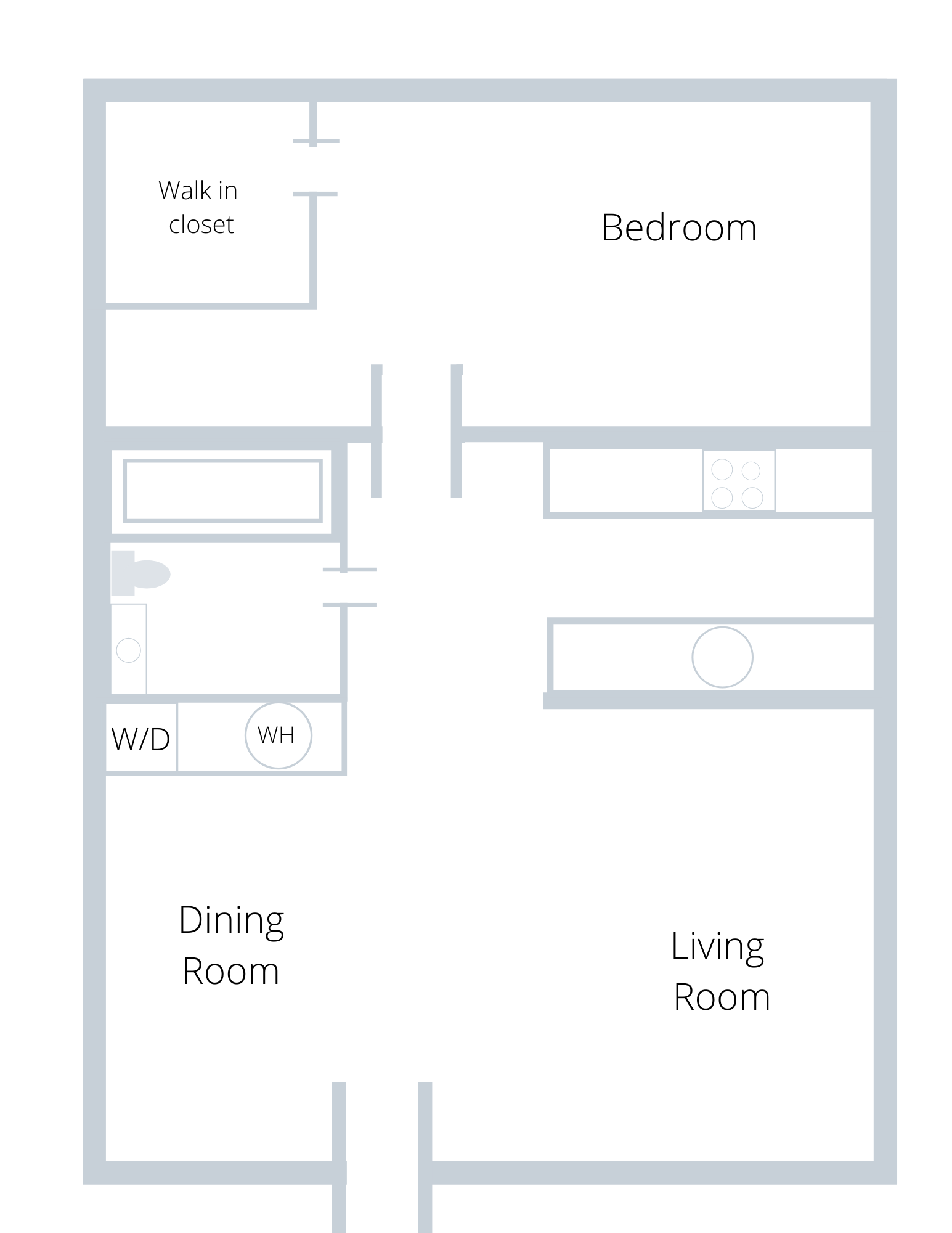 Floor Plan: 1 Bed · 1 Bath · 600 SQ. FT.