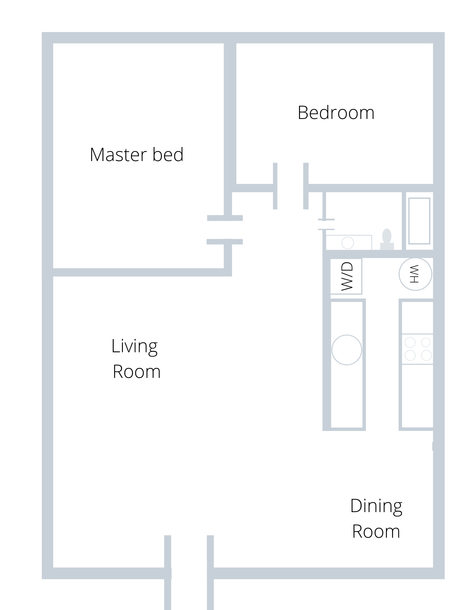 Floor Plan: 2 Bed · 1 Bath · 800 SQ. FT.