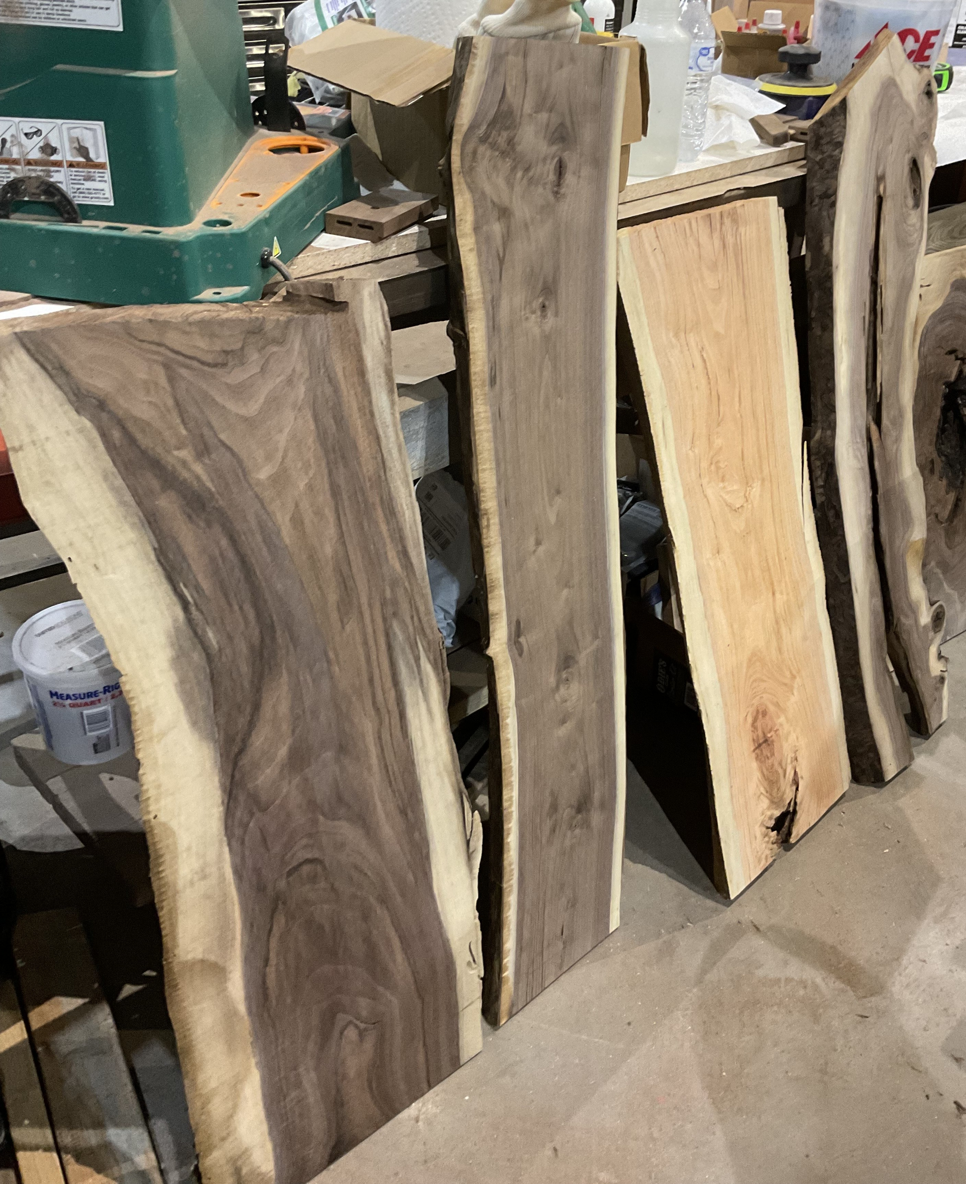 A bunch of wood pieces are sitting on a table