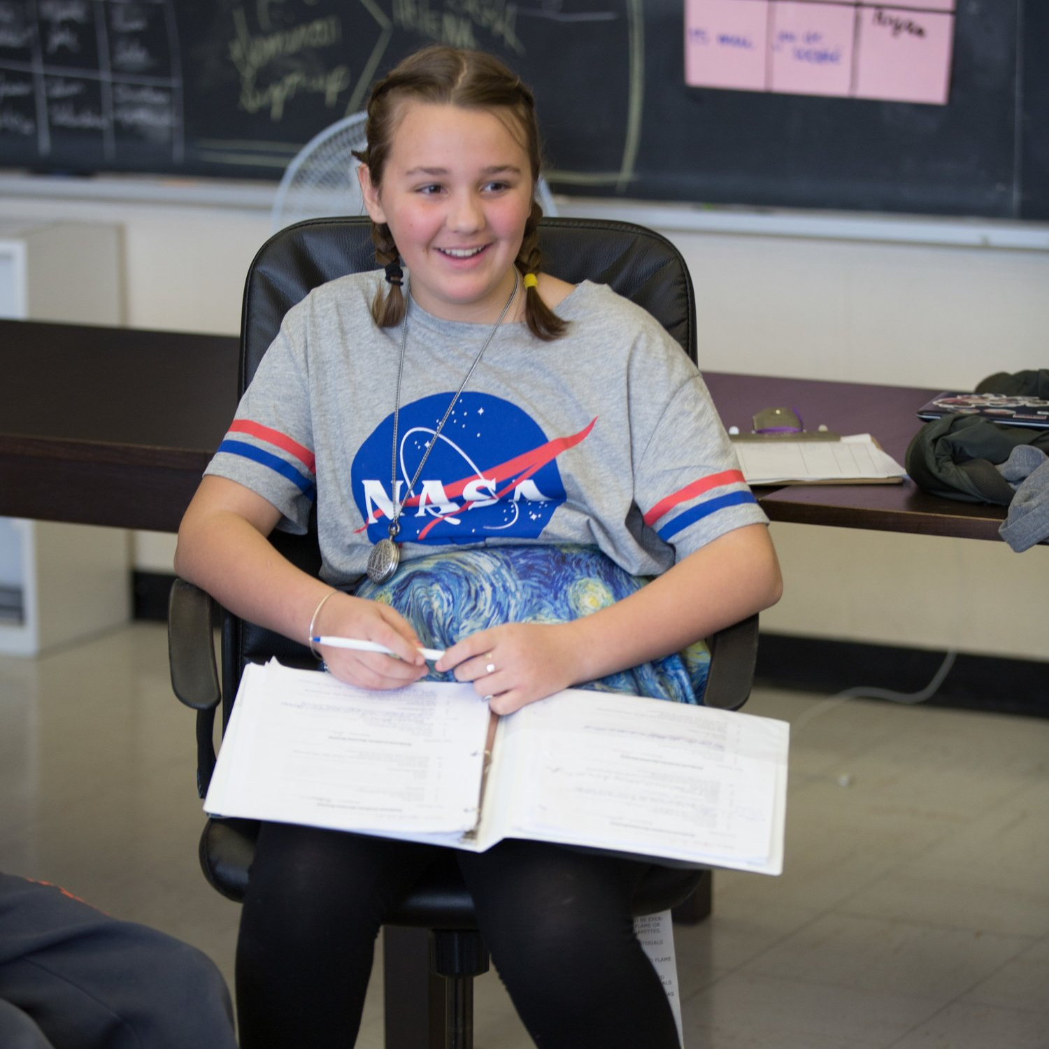 Montessori student working in the classroom