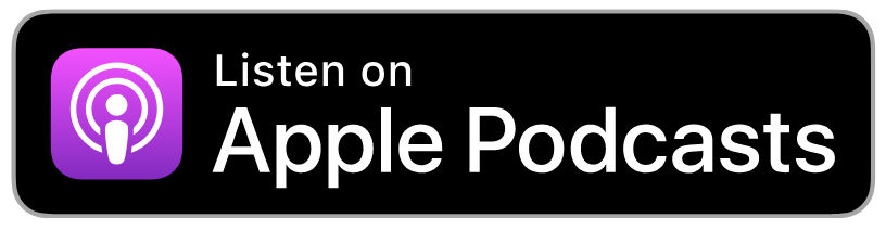 A button that says listen on apple podcasts on a black background.