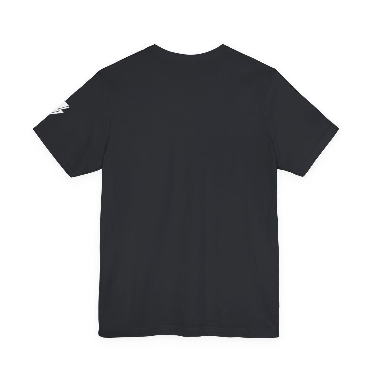 Black t-shirt with a cream-colored, retro-style