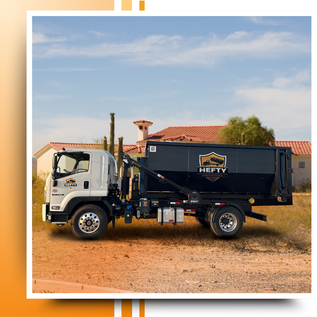 An image of a dumpster truck parked outside