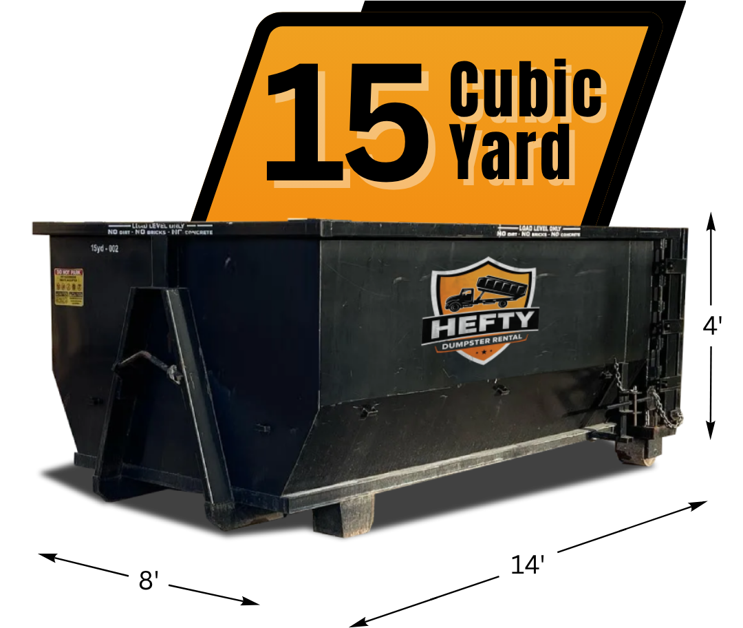An image of a dumpster with texts and graphics