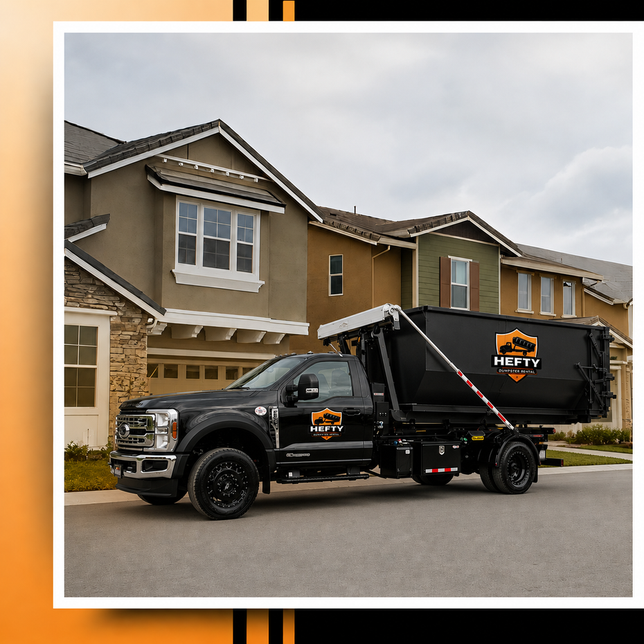 An image of a dumpster truck parked outside