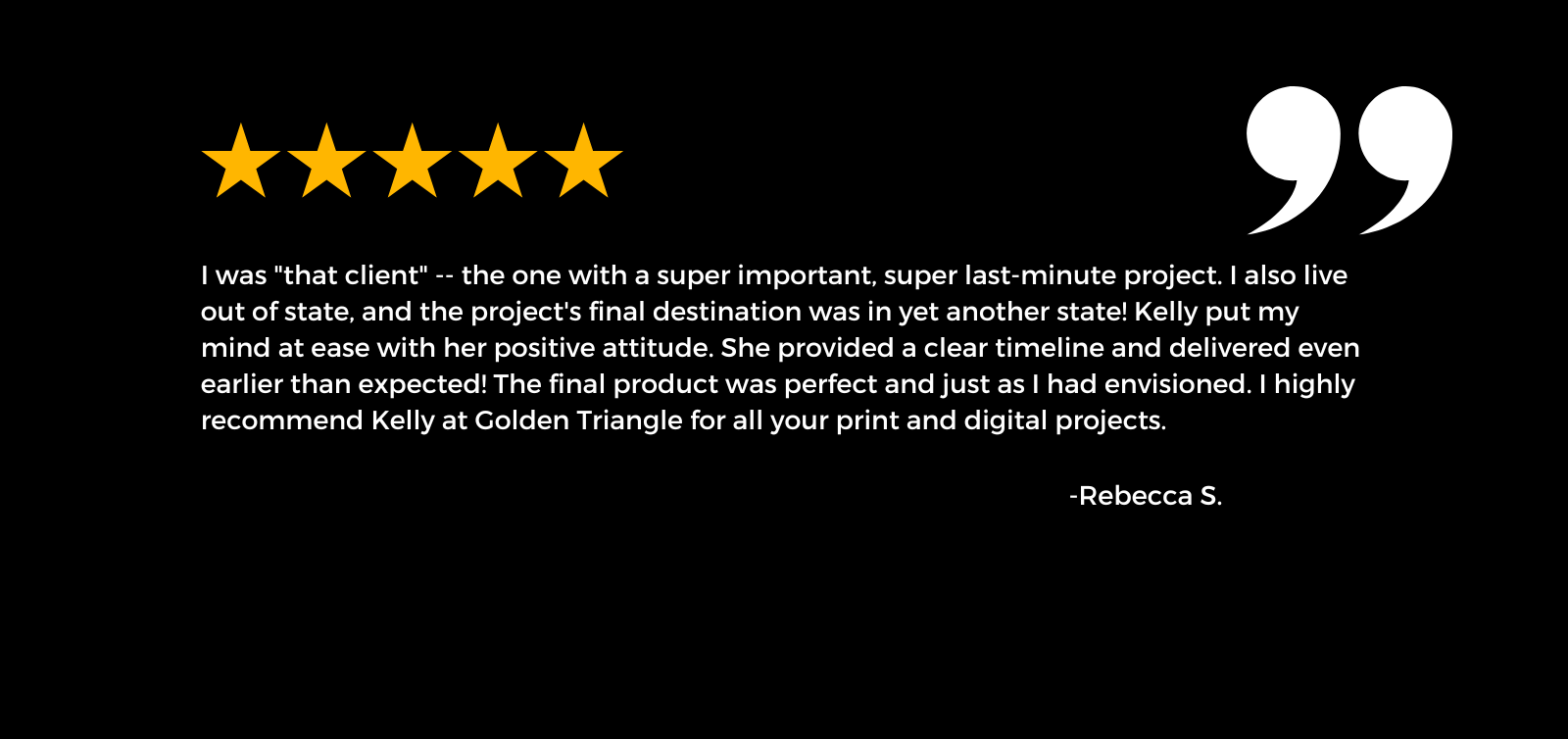 A black background with a quote and five stars on it