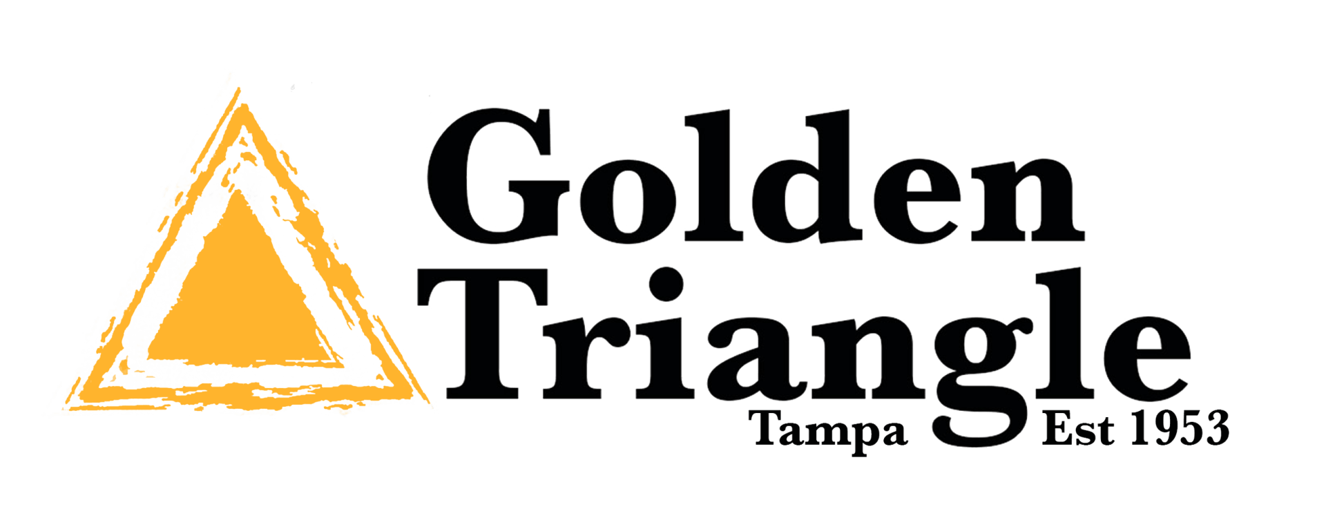 The golden triangle logo is yellow and black with a triangle in the middle.