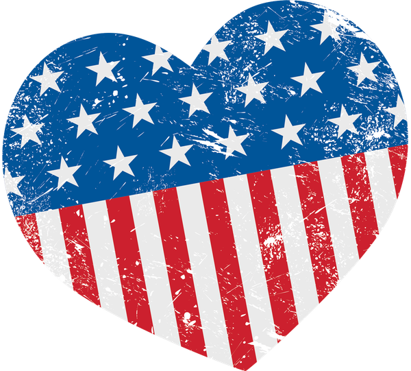 An american flag in the shape of a heart