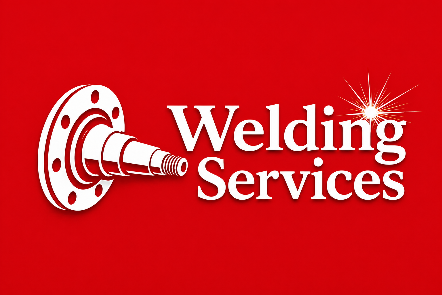 White welding torch icon and “Welding Services” text on a red background