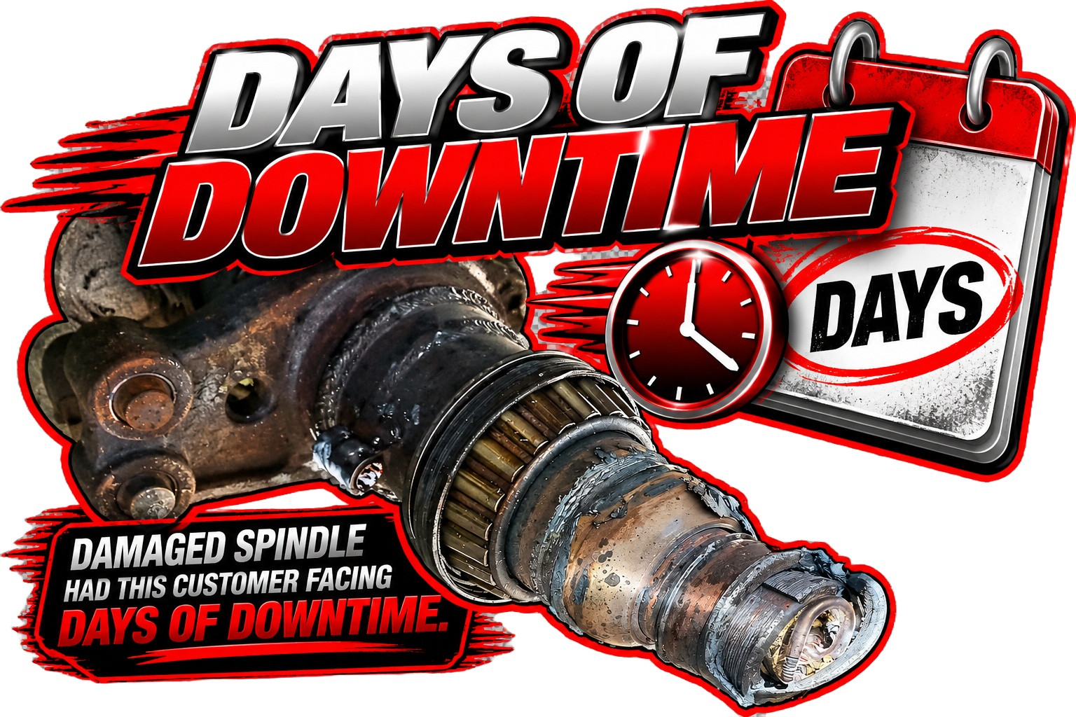 Damaged vehicle axle and wheel hub assembly on a dusty floor, with a worn boot and exposed metal parts
