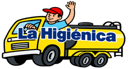 Logo de “Destapes La Higiénica” en azul y turquesa, con el texto “Destapes, desagotes, baños químicos”.