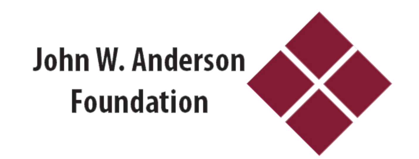 John W. Anderson Foundation logo with maroon diamond icon on white background