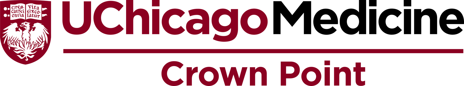 UChicago Medicine Crown Point logo in maroon and white