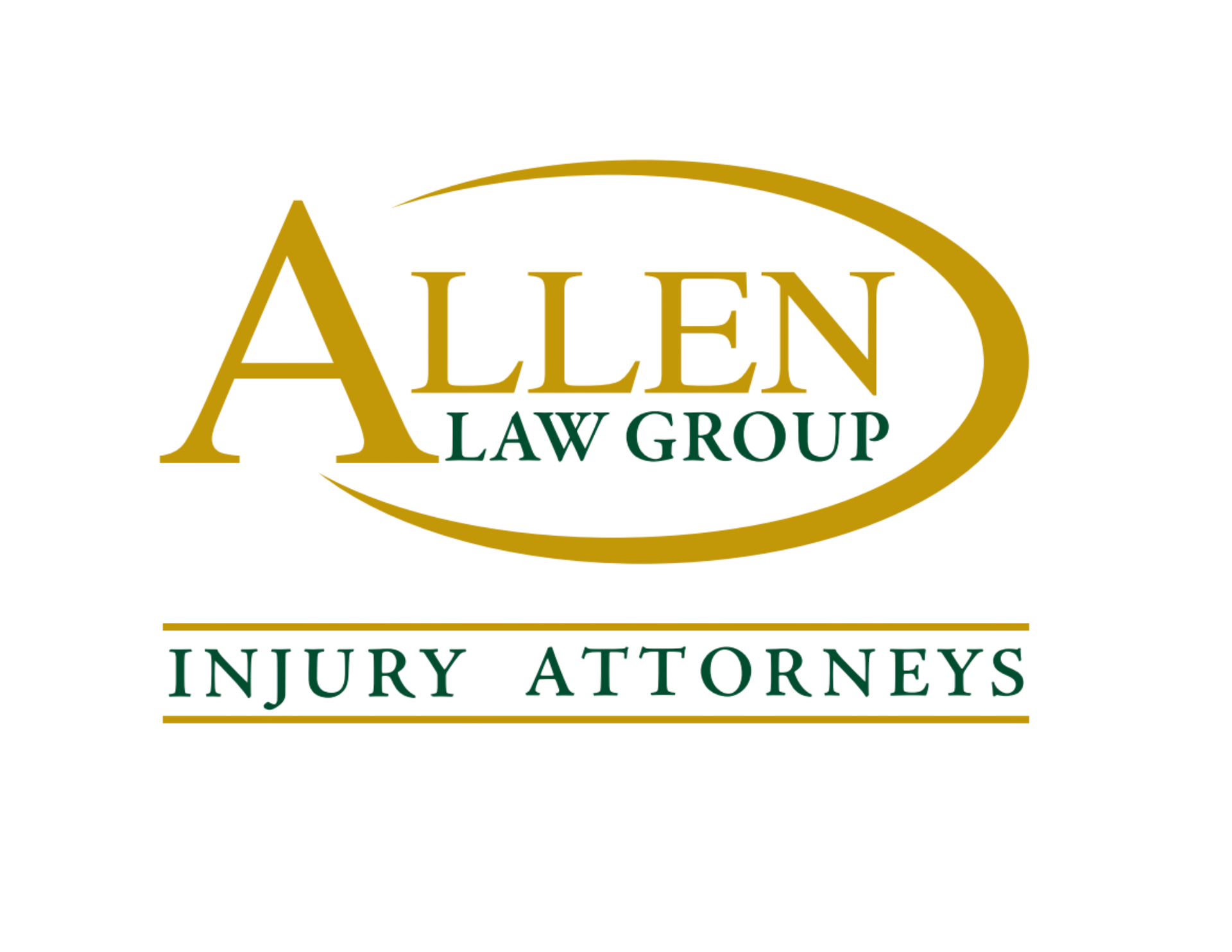 Allen Law Group logo with gold text and oval, labeled “Injury Attorneys” on white background