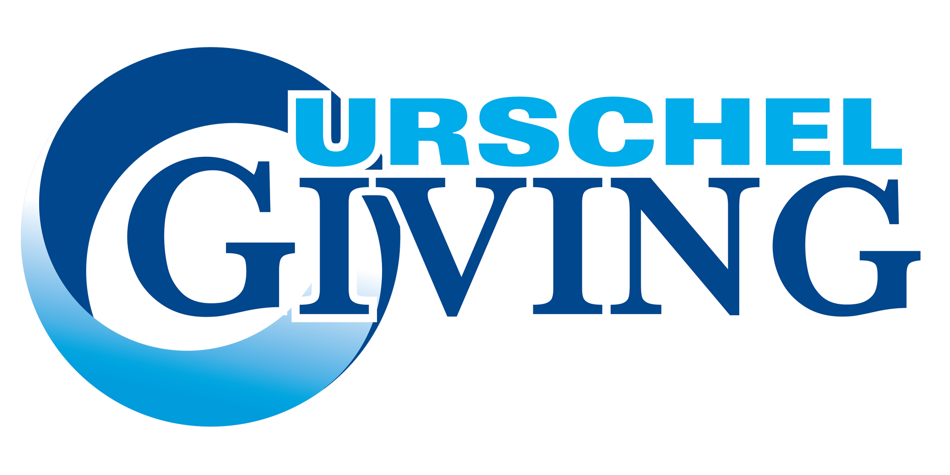 Curschel Giving logo in blue with large stylized G and circular swoosh