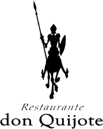 Black silhouette of Don Quijote with lance and shield above the text “Restaurante don Quijote”