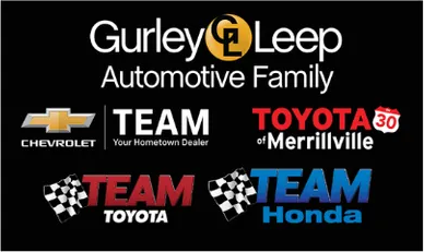 Gurley Leep Automotive Family logo collage with Chevrolet, Toyota, and Honda dealership logos