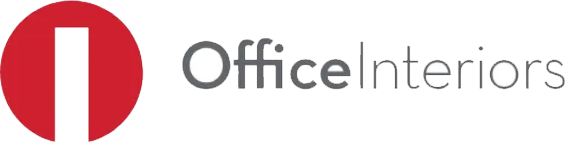 Office Interiors logo with red circular icon and gray text