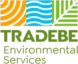 Tradebe Environmental Services logo with green text and colorful square leaf, wave, and arc icons
