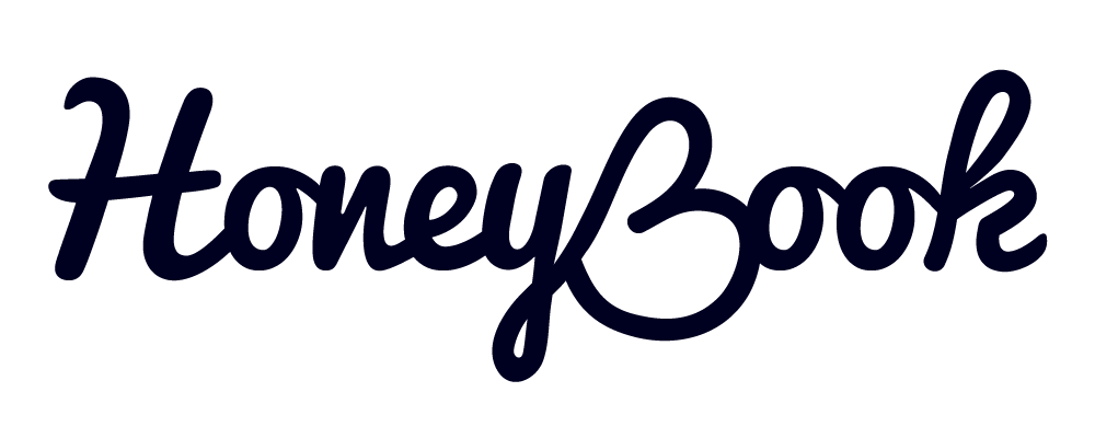 Dark blue HoneyBook logo in a stylized, cursive script font against a white background.
