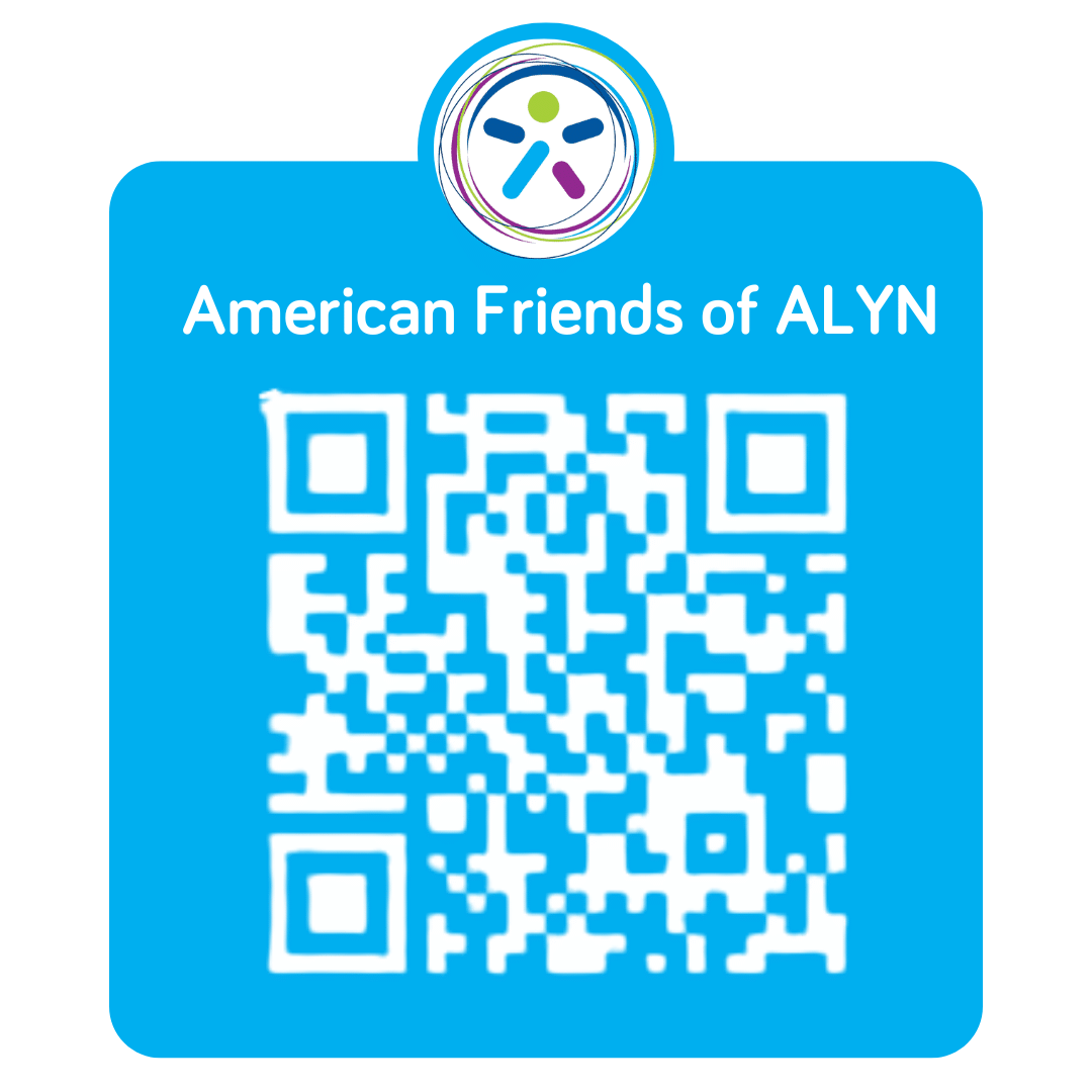 A blue qr code for american friends of alyn