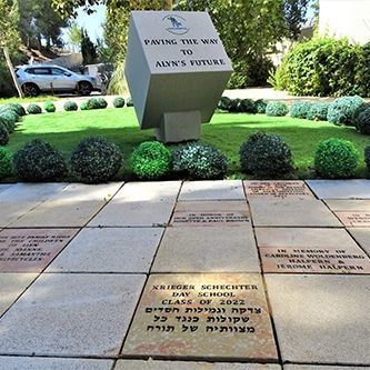 A brick walkway with the words paving the way to alvin 's future on it
