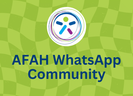 The afah whatsapp community logo is on a green checkered background