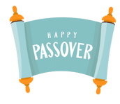 A blue scroll with the words happy passover written on it