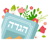 A book is surrounded by flowers and leaves on a white background.