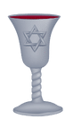 A wine glass with a star of david on it.