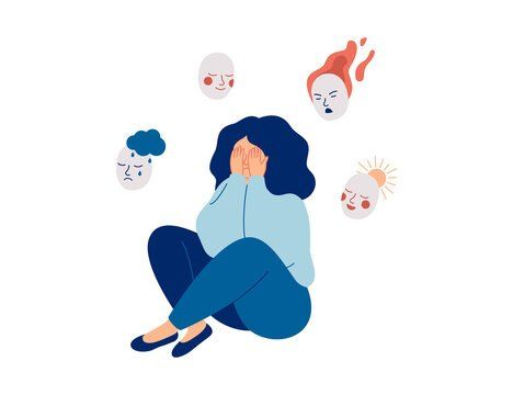 distressed-woman-with-different masks-ifs therapy