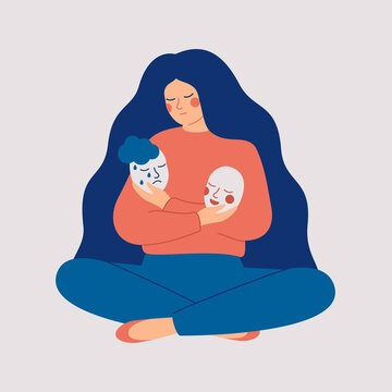 woman with two masks