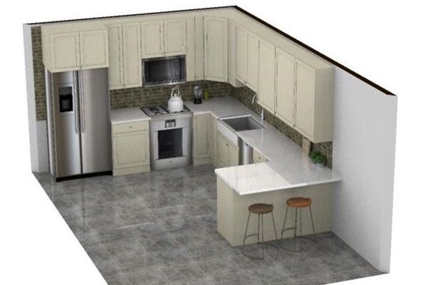 3-D model render of Kitchen remodel created by WS Design & Build