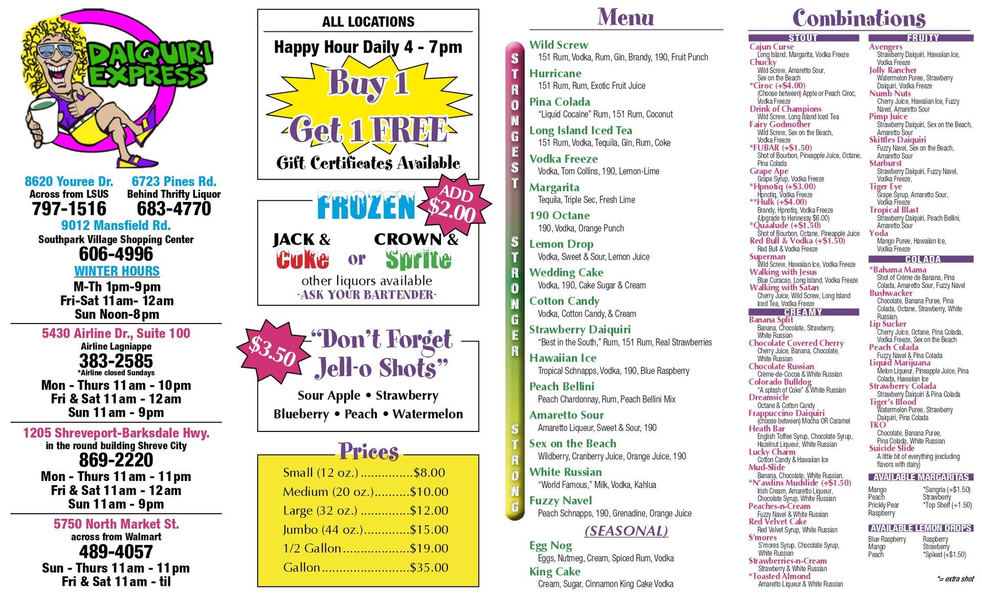 Menu for 