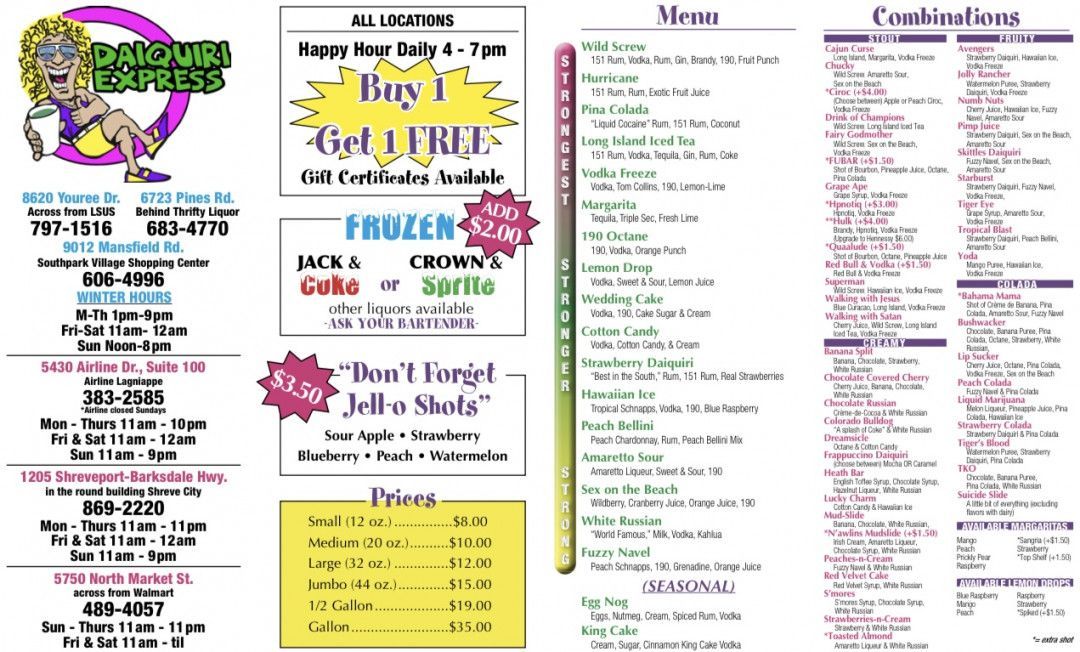 Menu for 