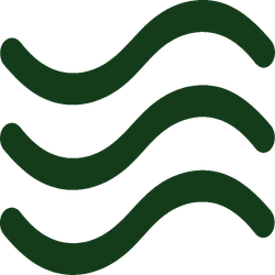 Three dark green wavy lines stacked on a white background.