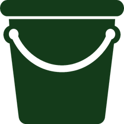 Green trash bin icon with a white lid and handle