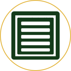 Green document icon inside a gold circle with a white page and horizontal lines