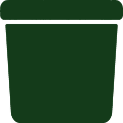 Dark green trash bin icon with a rounded lid and container