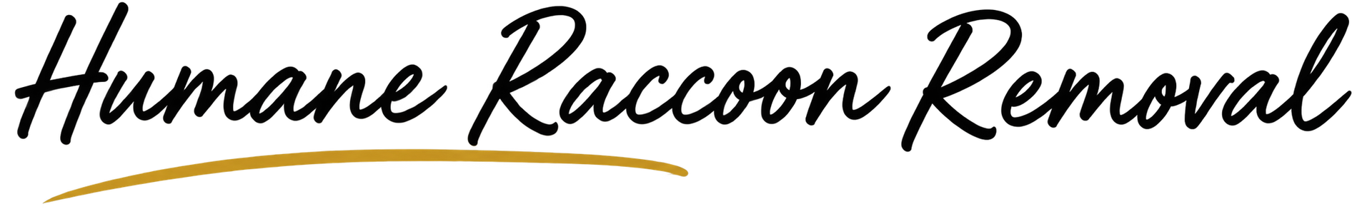 Humane Raccoon Removal logo with black script text on a white background