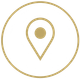 Gold location pin inside a gold circle on a white background