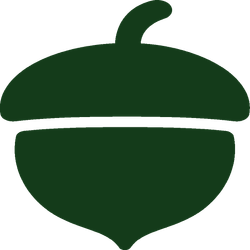 Dark green acorn silhouette on a white background
