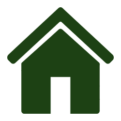 Green house icon with a roof and open doorway