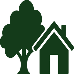 Green tree beside a house icon, suggesting eco-friendly home or real estate.