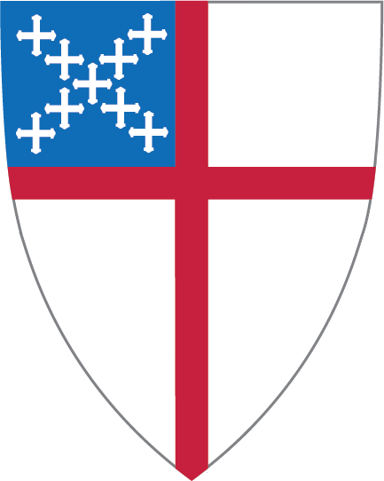 Shield with a red cross, a blue section with white crosses.