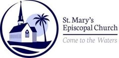 Logo of St. Mary's Episcopal Church with a church, palm tree, and text 