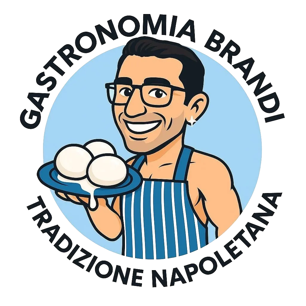 Chef holding plate of mozzarella, logo for 