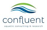 A logo for a company called confluent aquatic consulting and research