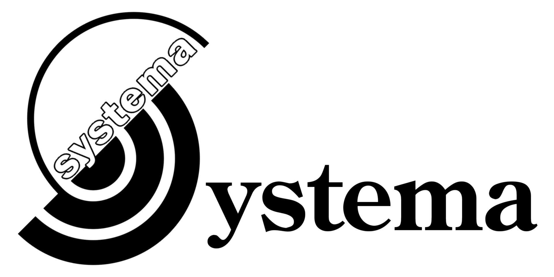 A black and white logo for a company called systema